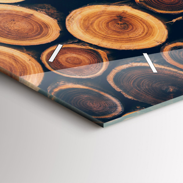 Glass wall clock rectangular Wood