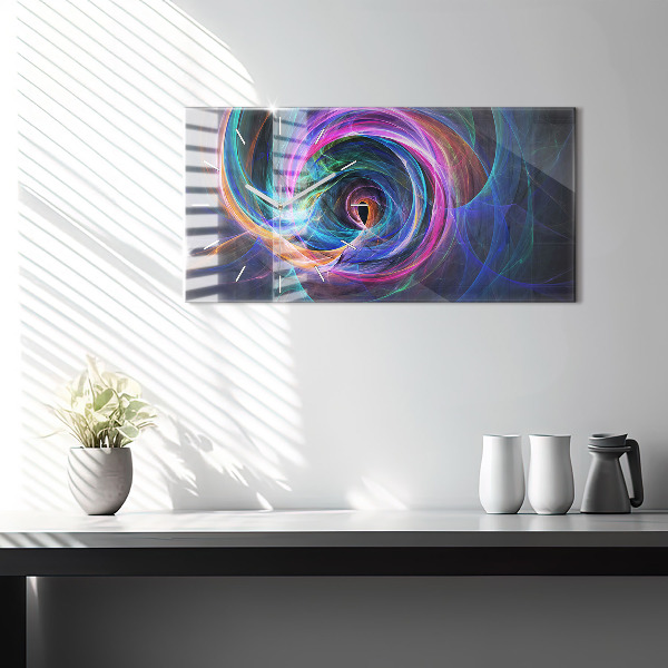 Glass wall clock rectangular Colorful Fractal