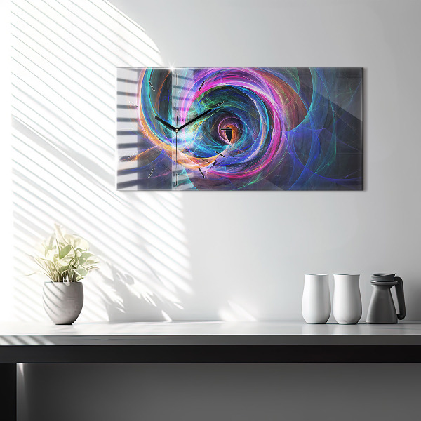 Glass wall clock rectangular Colorful Fractal