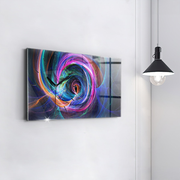 Glass wall clock rectangular Colorful Fractal
