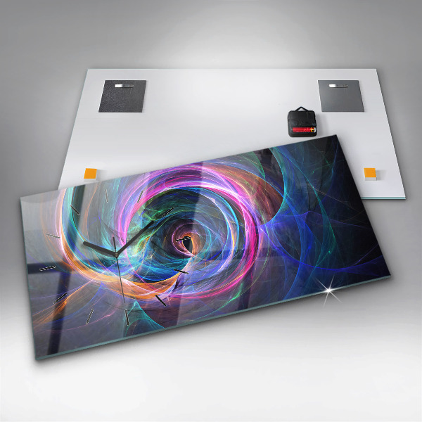 Glass wall clock rectangular Colorful Fractal