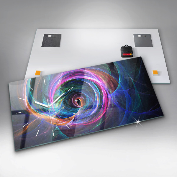 Glass wall clock rectangular Colorful Fractal