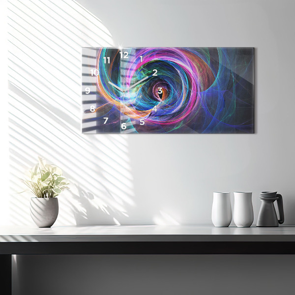 Glass wall clock rectangular Colorful Fractal
