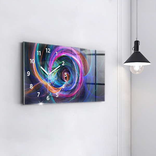 Glass wall clock rectangular Colorful Fractal