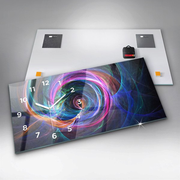 Glass wall clock rectangular Colorful Fractal