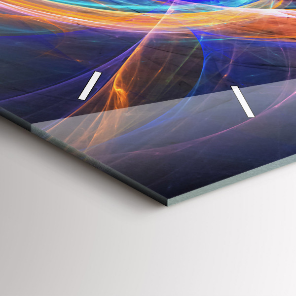 Glass wall clock rectangular Colorful Fractal