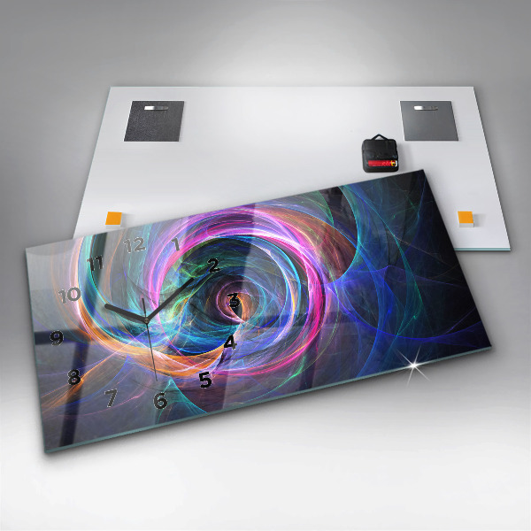Glass wall clock rectangular Colorful Fractal