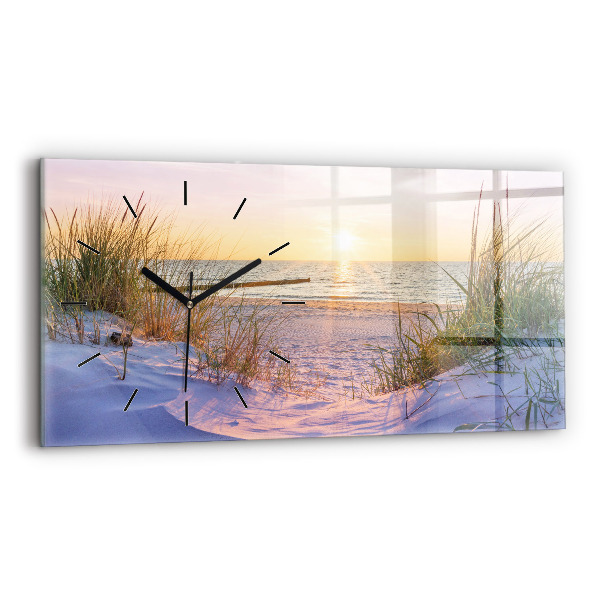 Glass wall clock rectangular Polish Sunny Sea