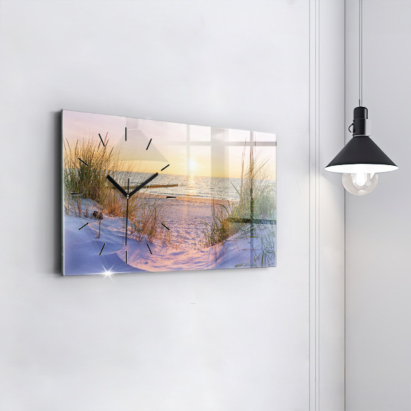 Glass wall clock rectangular Polish Sunny Sea