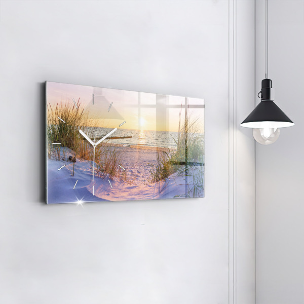 Glass wall clock rectangular Polish Sunny Sea