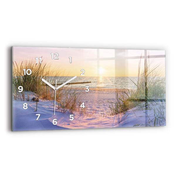 Glass wall clock rectangular Polish Sunny Sea