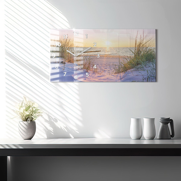 Glass wall clock rectangular Polish Sunny Sea