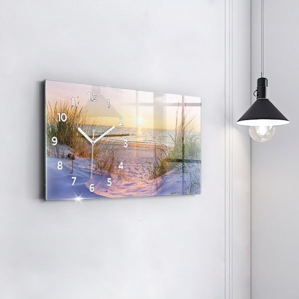 Glass wall clock rectangular Polish Sunny Sea