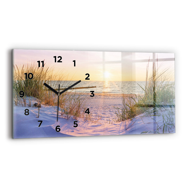 Glass wall clock rectangular Polish Sunny Sea