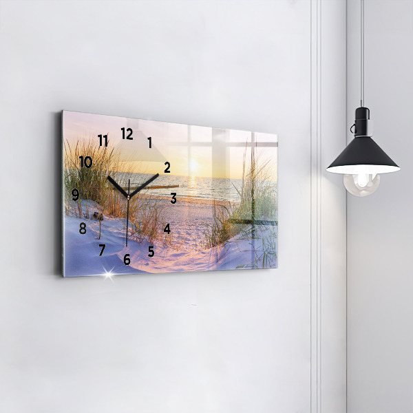 Glass wall clock rectangular Polish Sunny Sea