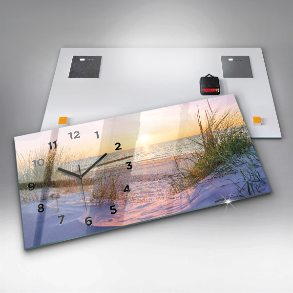Glass wall clock rectangular Polish Sunny Sea
