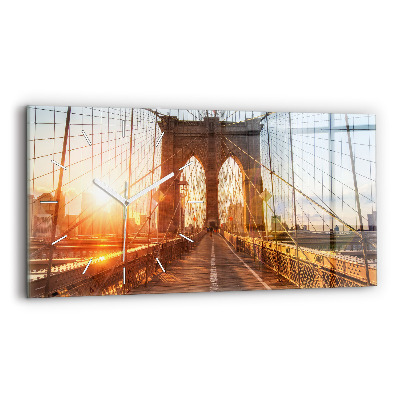 Glass wall clock rectangular Brooklyn Bridge NYC