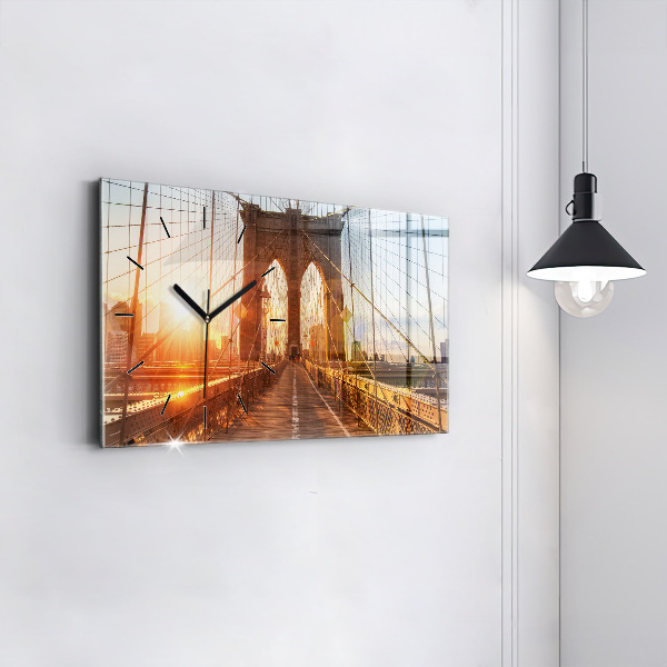 Glass wall clock rectangular Brooklyn Bridge NYC