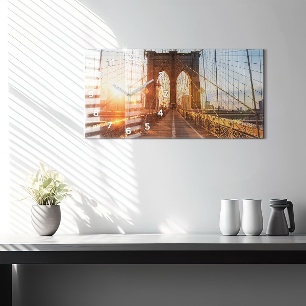 Glass wall clock rectangular Brooklyn Bridge NYC