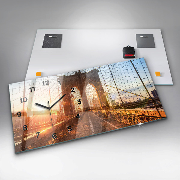 Glass wall clock rectangular Brooklyn Bridge NYC