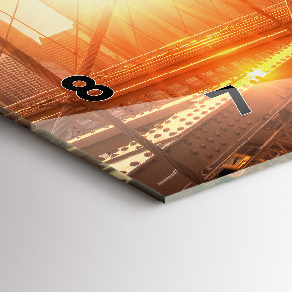 Glass wall clock rectangular Brooklyn Bridge NYC