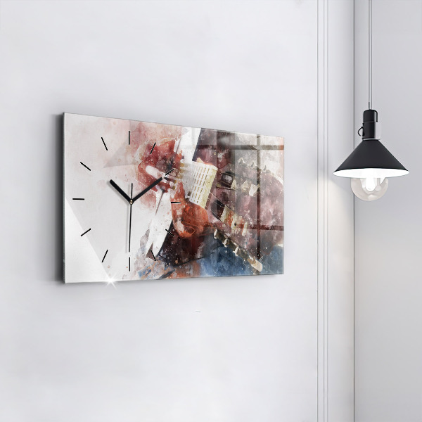 Glass wall clock rectangular Guitar Visualization