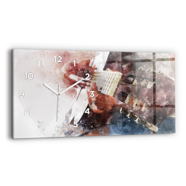 Glass wall clock rectangular Guitar Visualization
