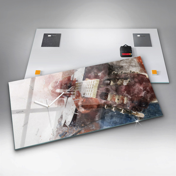 Glass wall clock rectangular Guitar Visualization