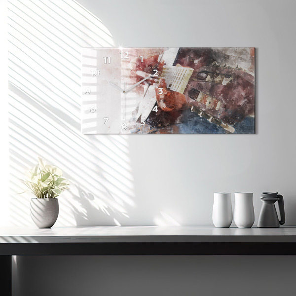 Glass wall clock rectangular Guitar Visualization