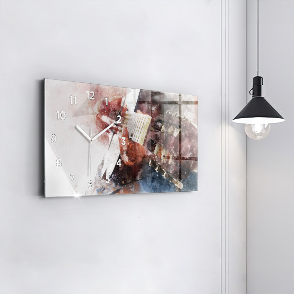 Glass wall clock rectangular Guitar Visualization