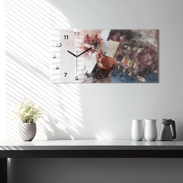Glass wall clock rectangular Guitar Visualization