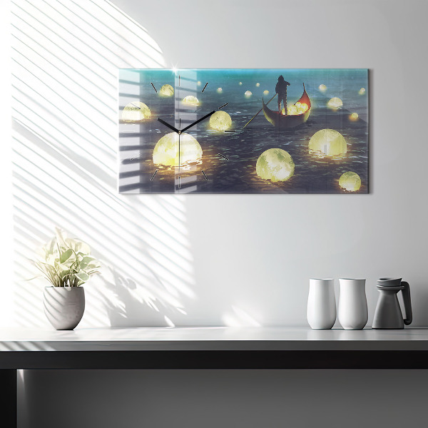 Glass wall clock rectangular Abstraction