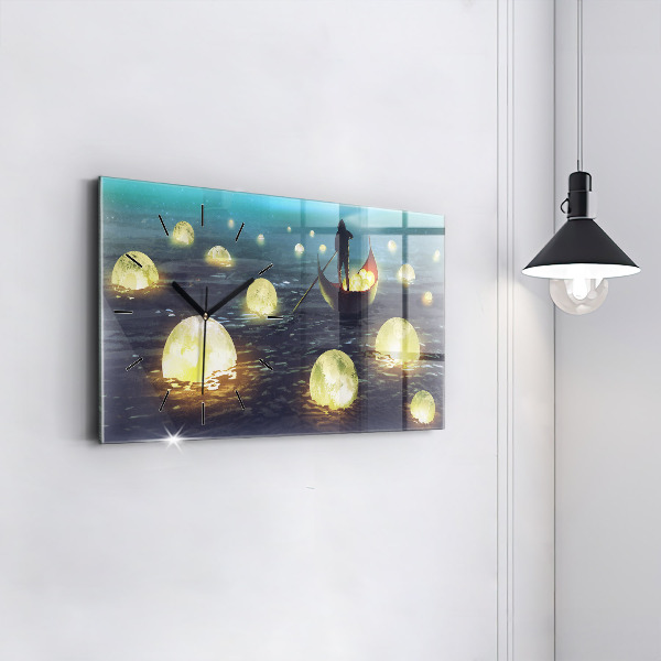 Glass wall clock rectangular Abstraction