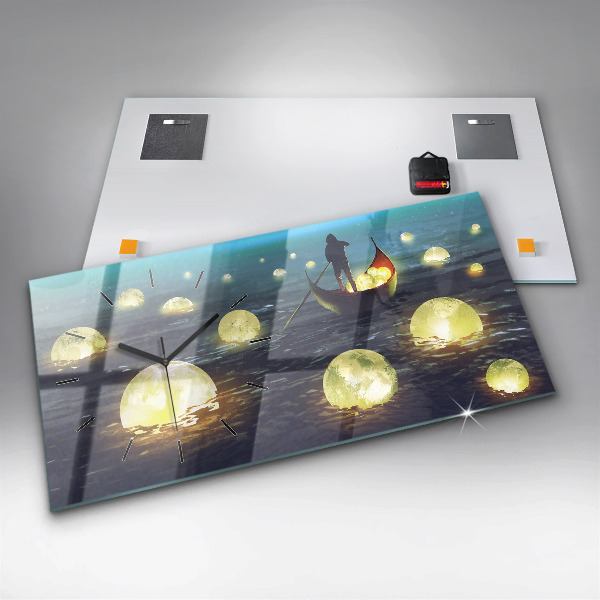 Glass wall clock rectangular Abstraction