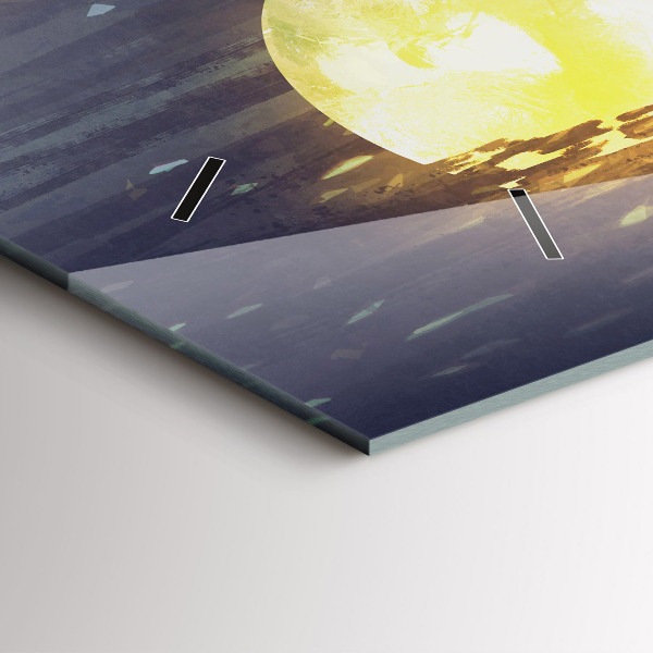 Glass wall clock rectangular Abstraction