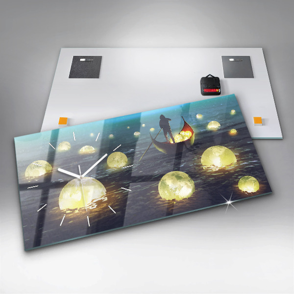 Glass wall clock rectangular Abstraction