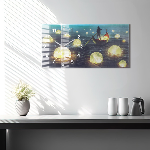 Glass wall clock rectangular Abstraction