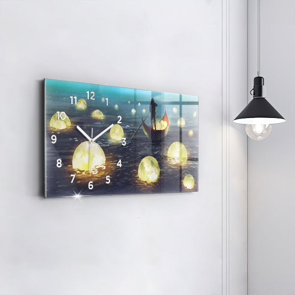 Glass wall clock rectangular Abstraction