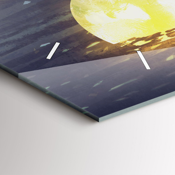 Glass wall clock rectangular Abstraction