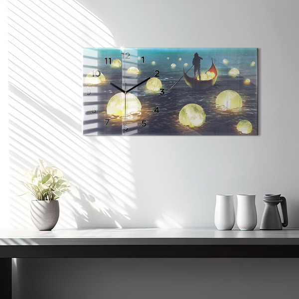 Glass wall clock rectangular Abstraction