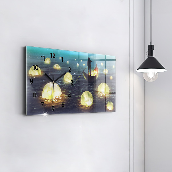 Glass wall clock rectangular Abstraction