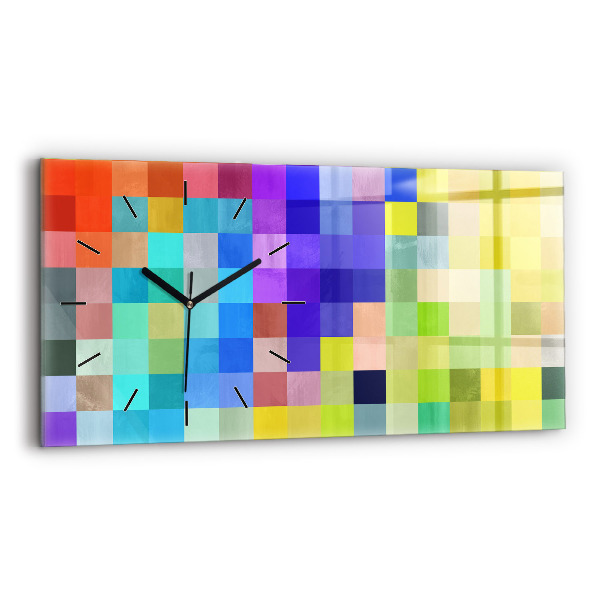 Glass wall clock rectangular Composition of Squares