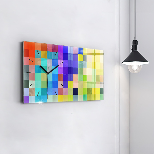 Glass wall clock rectangular Composition of Squares