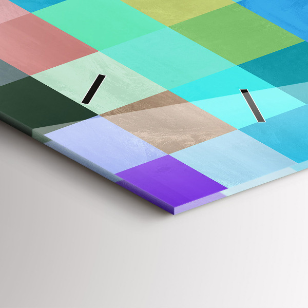 Glass wall clock rectangular Composition of Squares