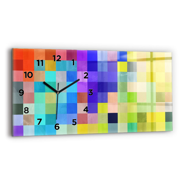 Glass wall clock rectangular Composition of Squares