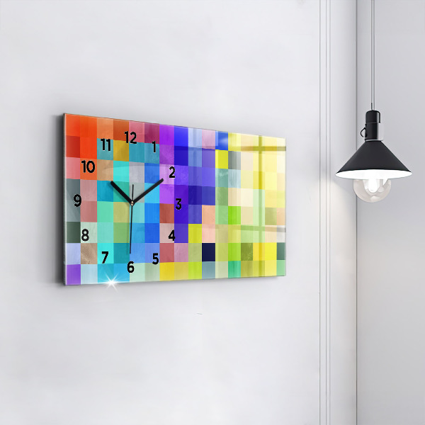 Glass wall clock rectangular Composition of Squares