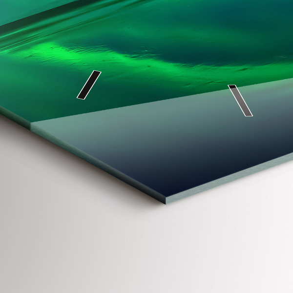 Glass wall clock rectangular Northern lights