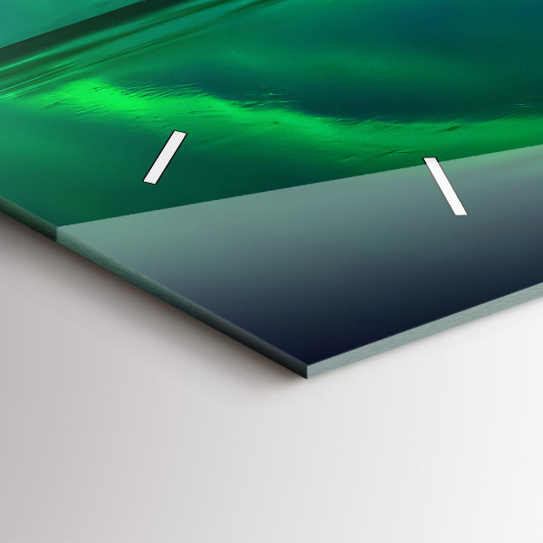 Glass wall clock rectangular Northern lights