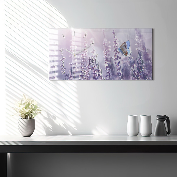 Glass wall clock rectangular Abstraction