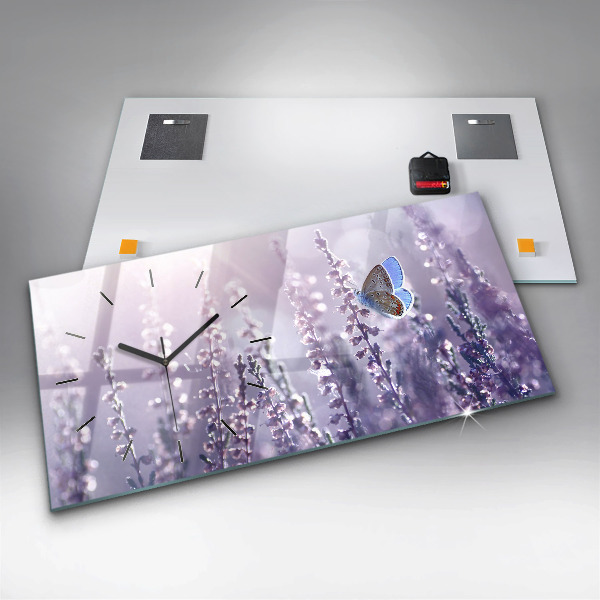Glass wall clock rectangular Abstraction
